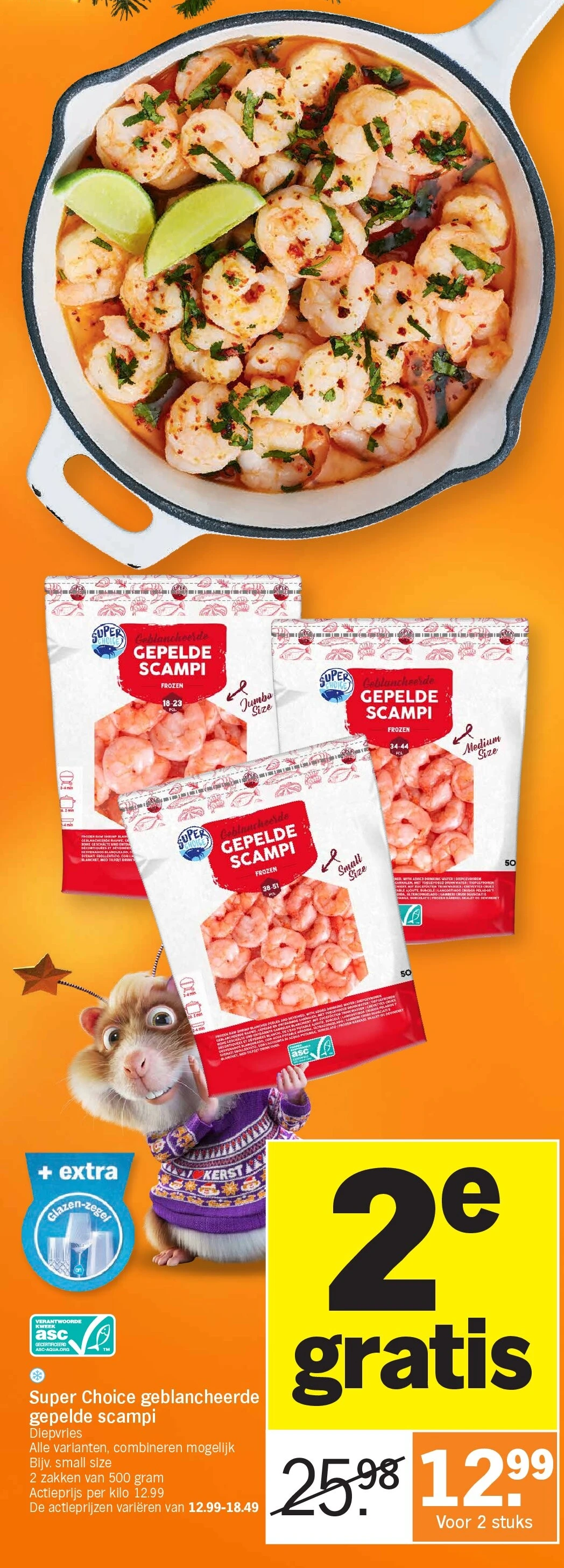 Super Choice geblancheerde gepelde scampi