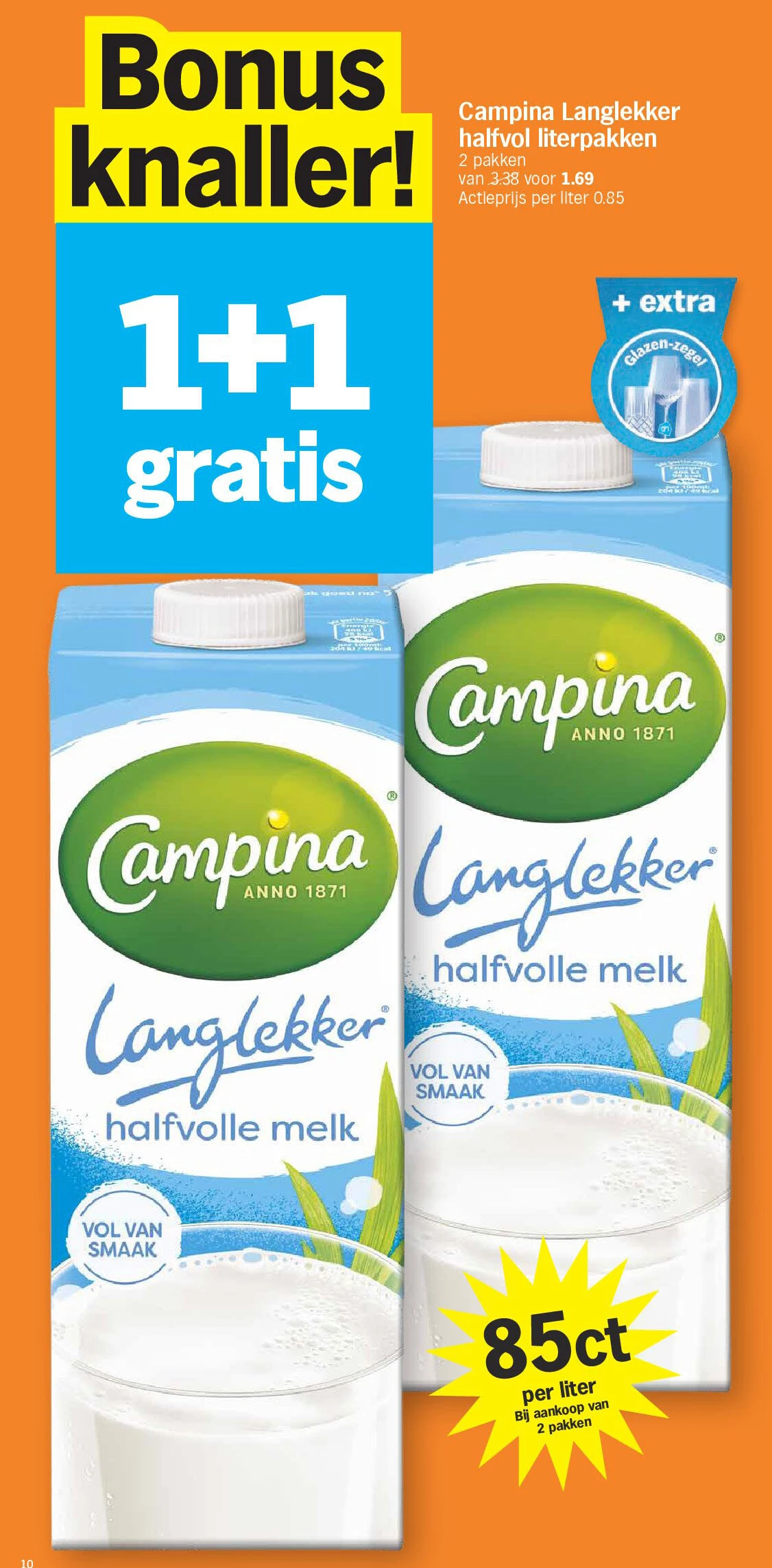 Campina Langlekker halfvol literpakken