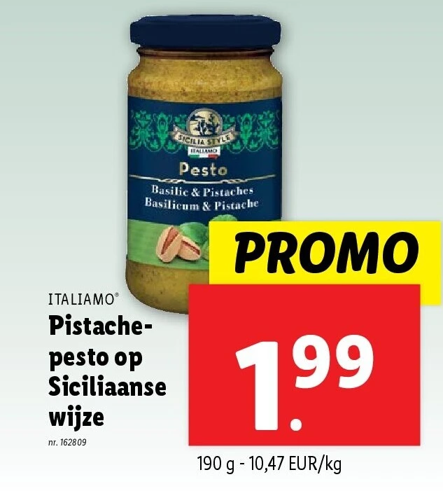 Pistachepesto op Siciliaanse wijze