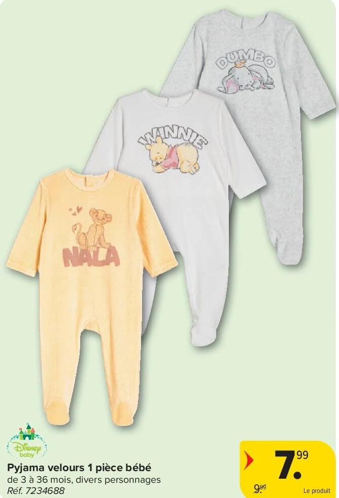 Pyjama velours 1 pièce bébé