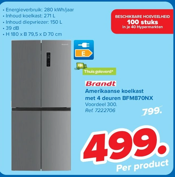 Amerikaanse koelkast met 4 deuren BFM870NX