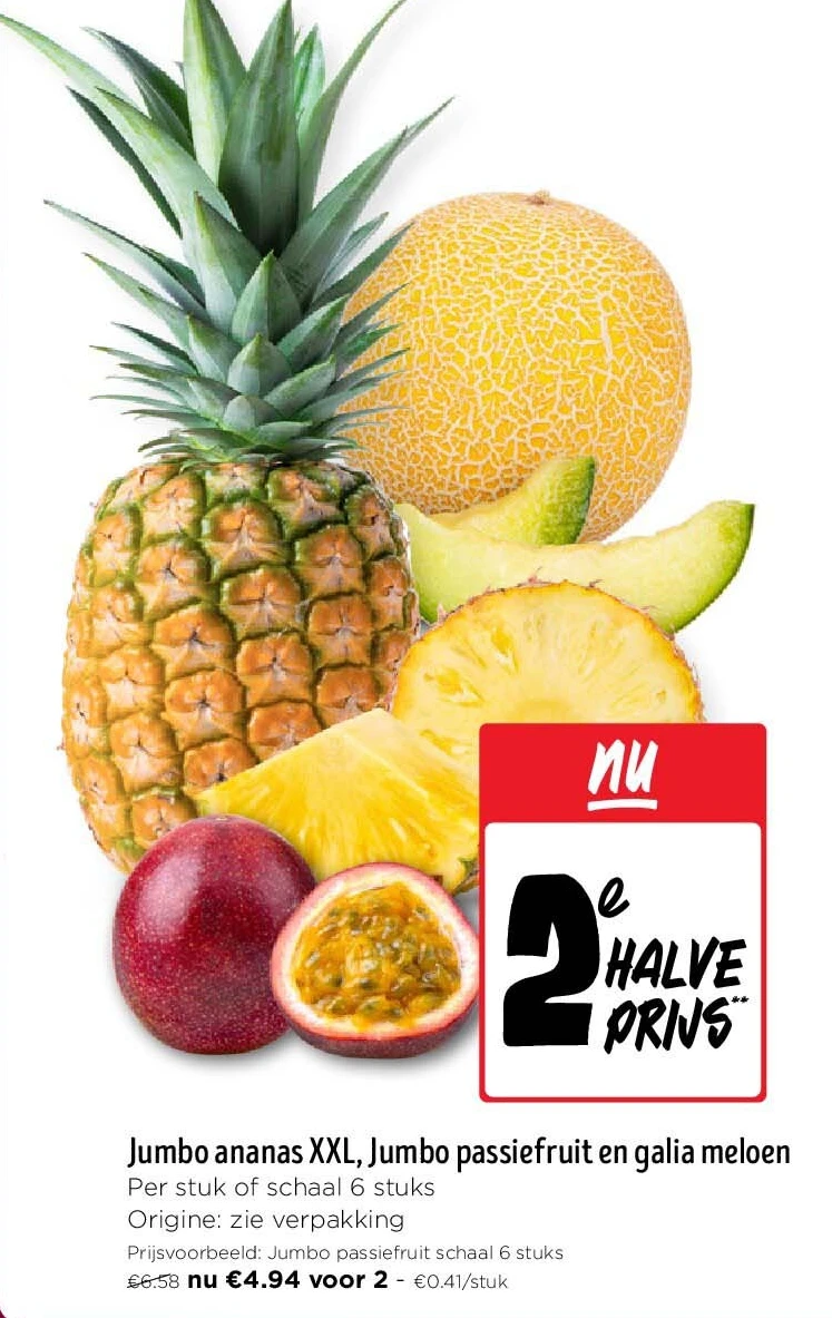Jumbo ananas XXL, Jumbo passiefruit en galia meloen