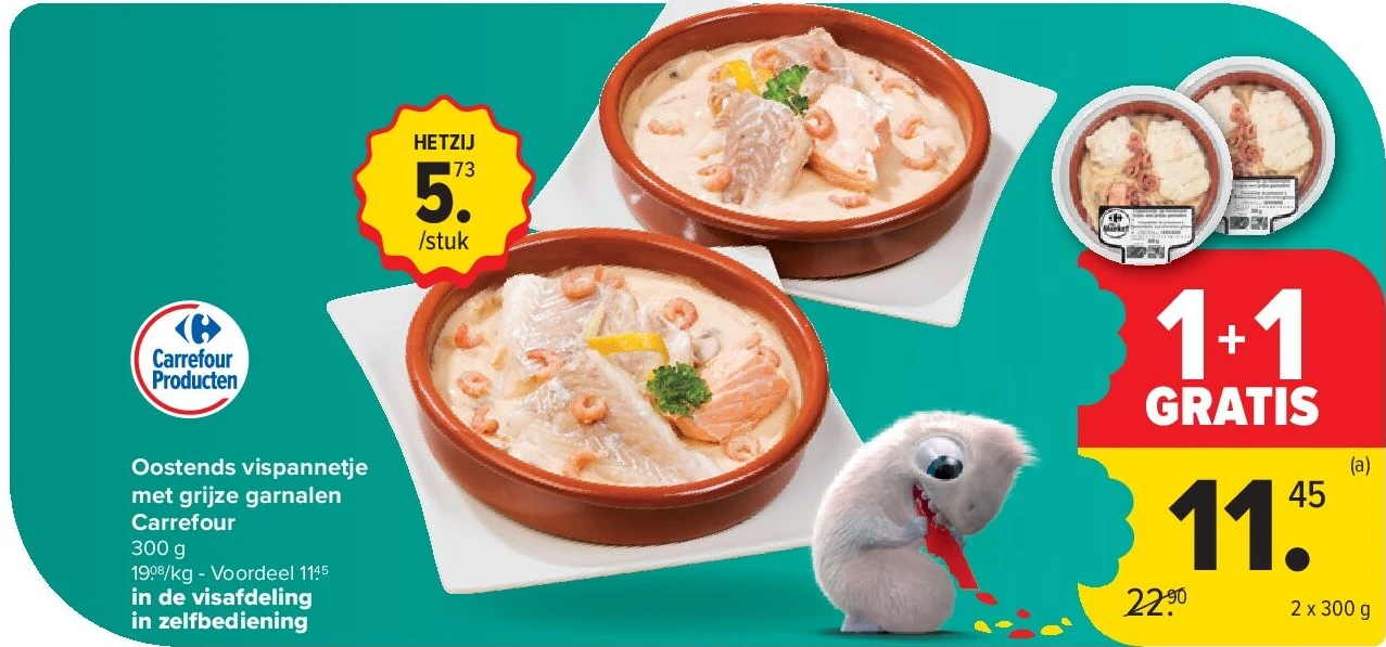 Oostends vispannetje met grijze garnalen Carrefour