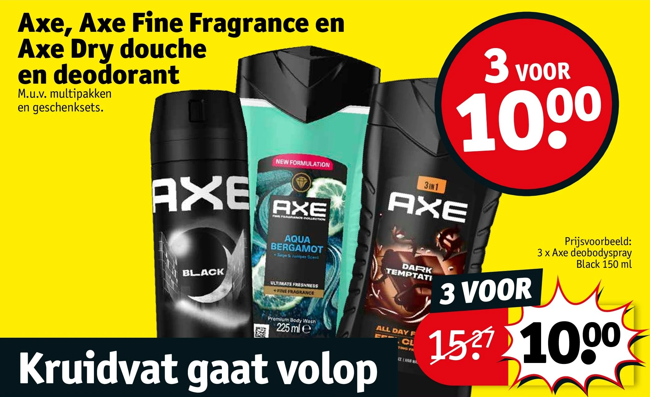 Axe, Axe Fine Fragrance en Axe Dry douche en deodorant
