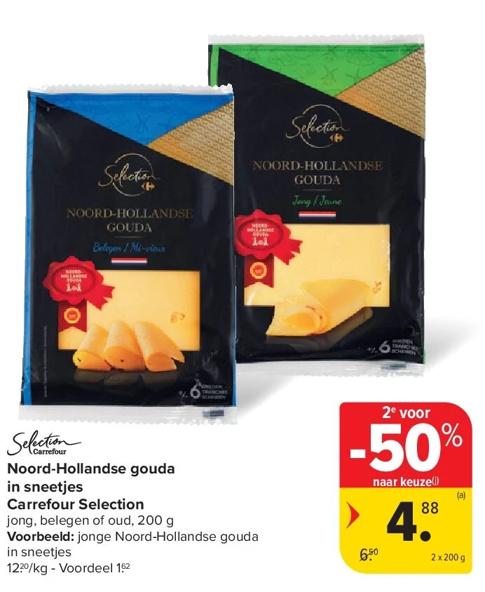 Noord-Hollandse gouda in sneetjes Carrefour Selection