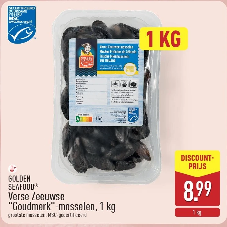 Verse Zeeuwse "Goudmerk"-mosselen, 1kg