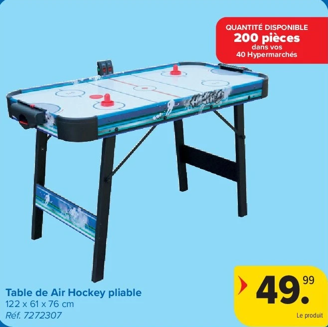 Table de Air Hockey pliable 122 x 61 x 76 cm