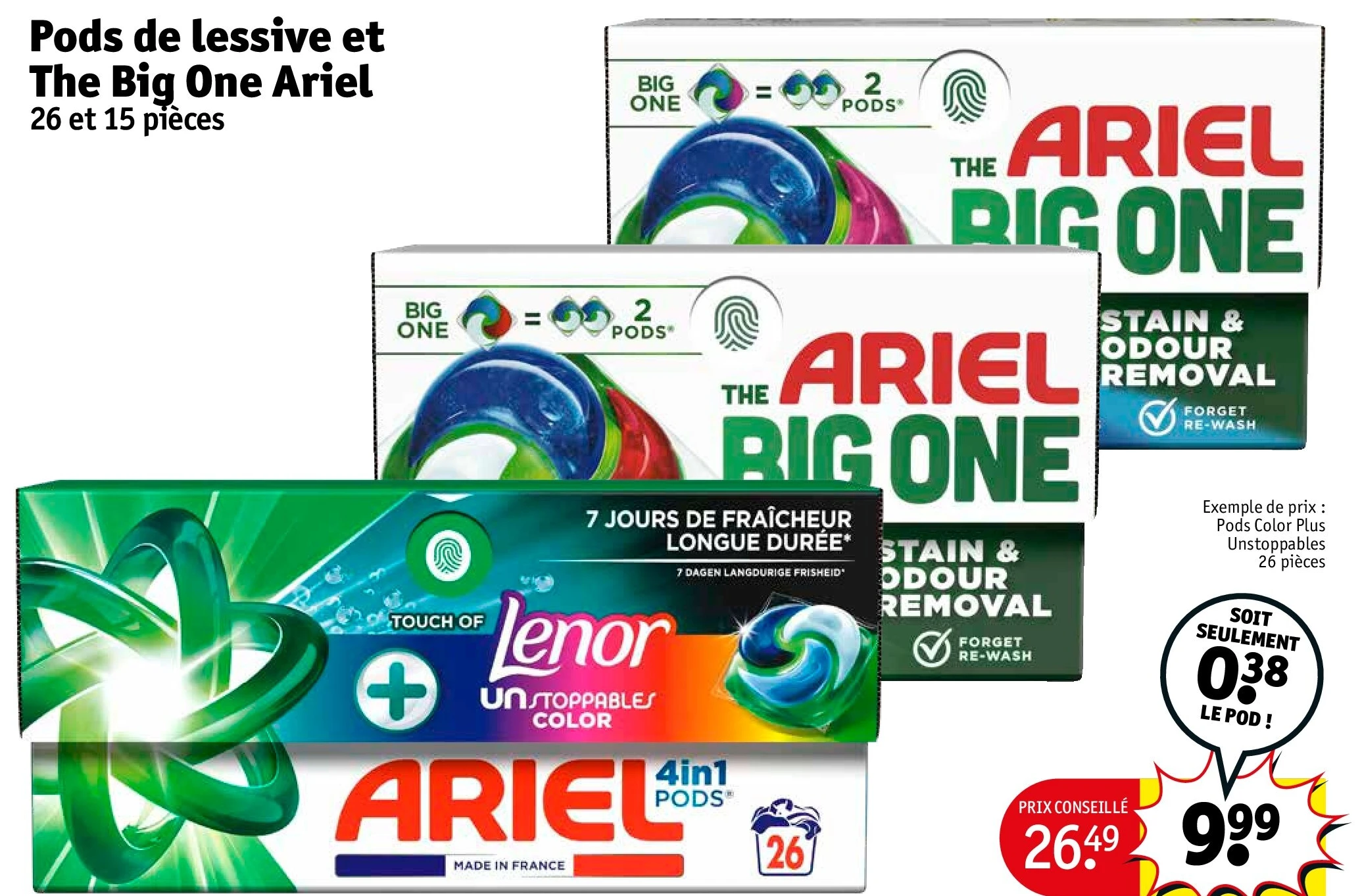 Pods de lessive et The Big One Ariel