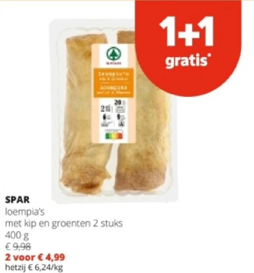 SPAR loempia's met kip en groenten 2 stuks 400 g