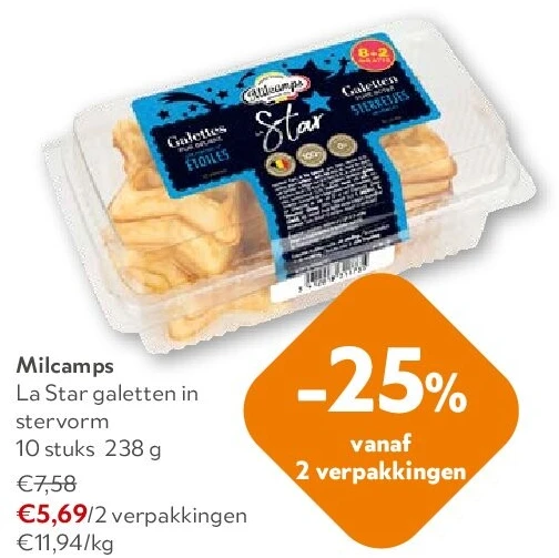Milcamps La Star galetten in stervorm 10 stuks 238 g