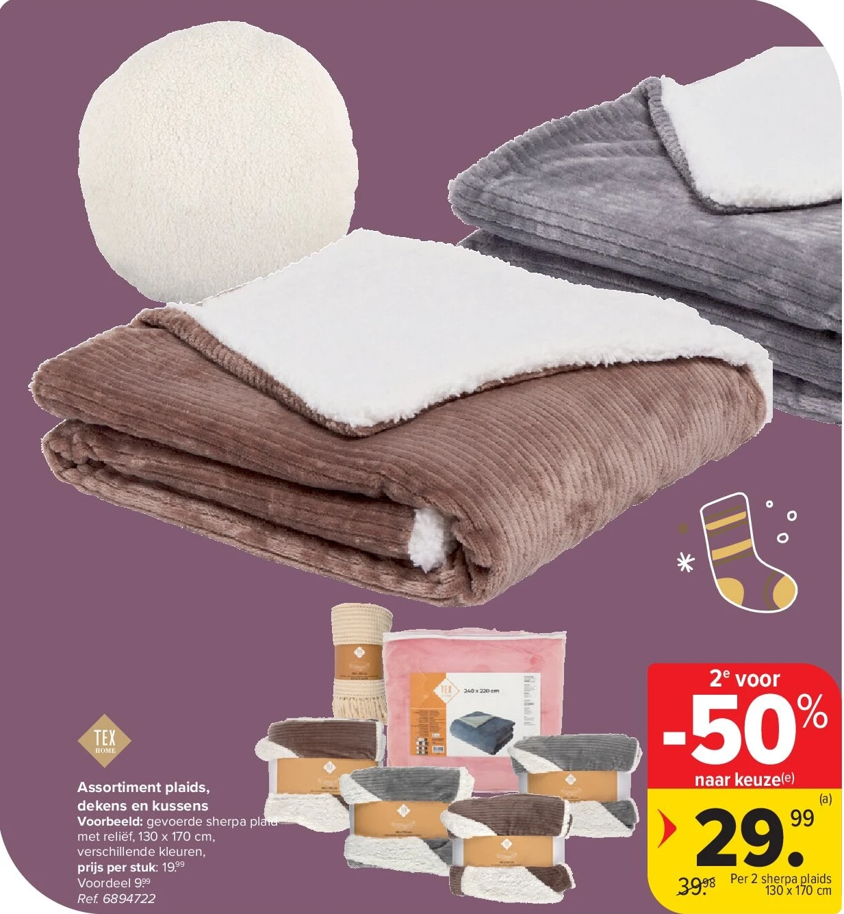 Assortiment plaids, dekens en kussens