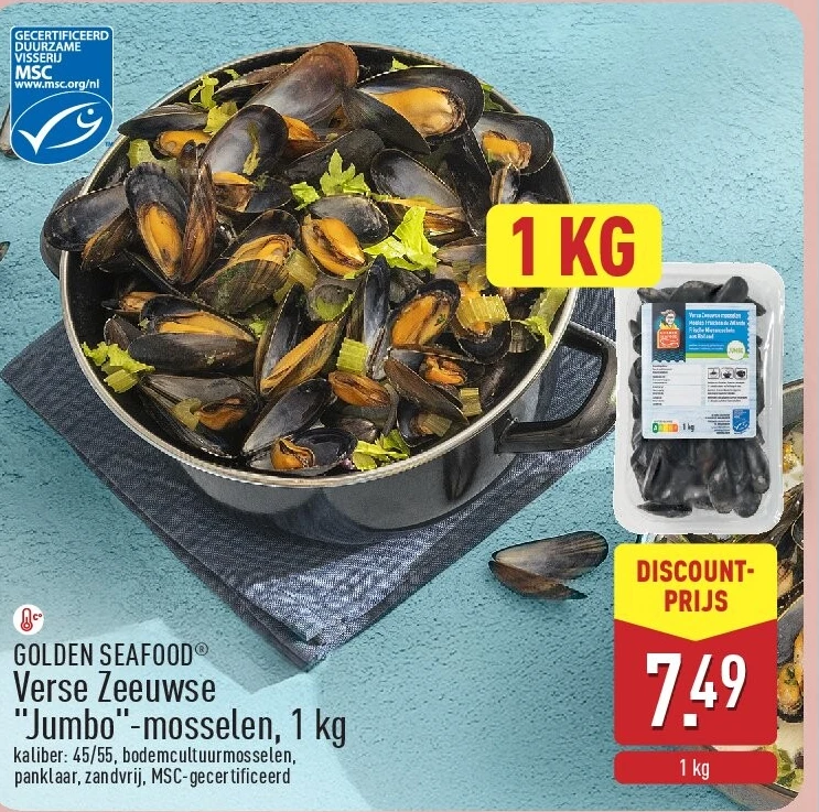 Verse Zeeuwse "Jumbo"-mosselen, 1kg
