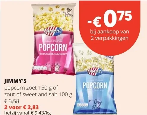 JIMMY'S popcorn zoet 150 g