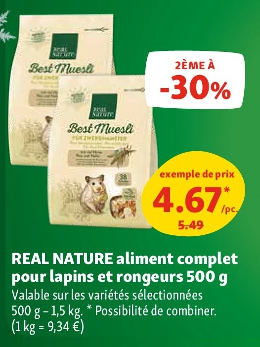 REAL NATURE aliment complet pour lapins et rongeurs 500 g