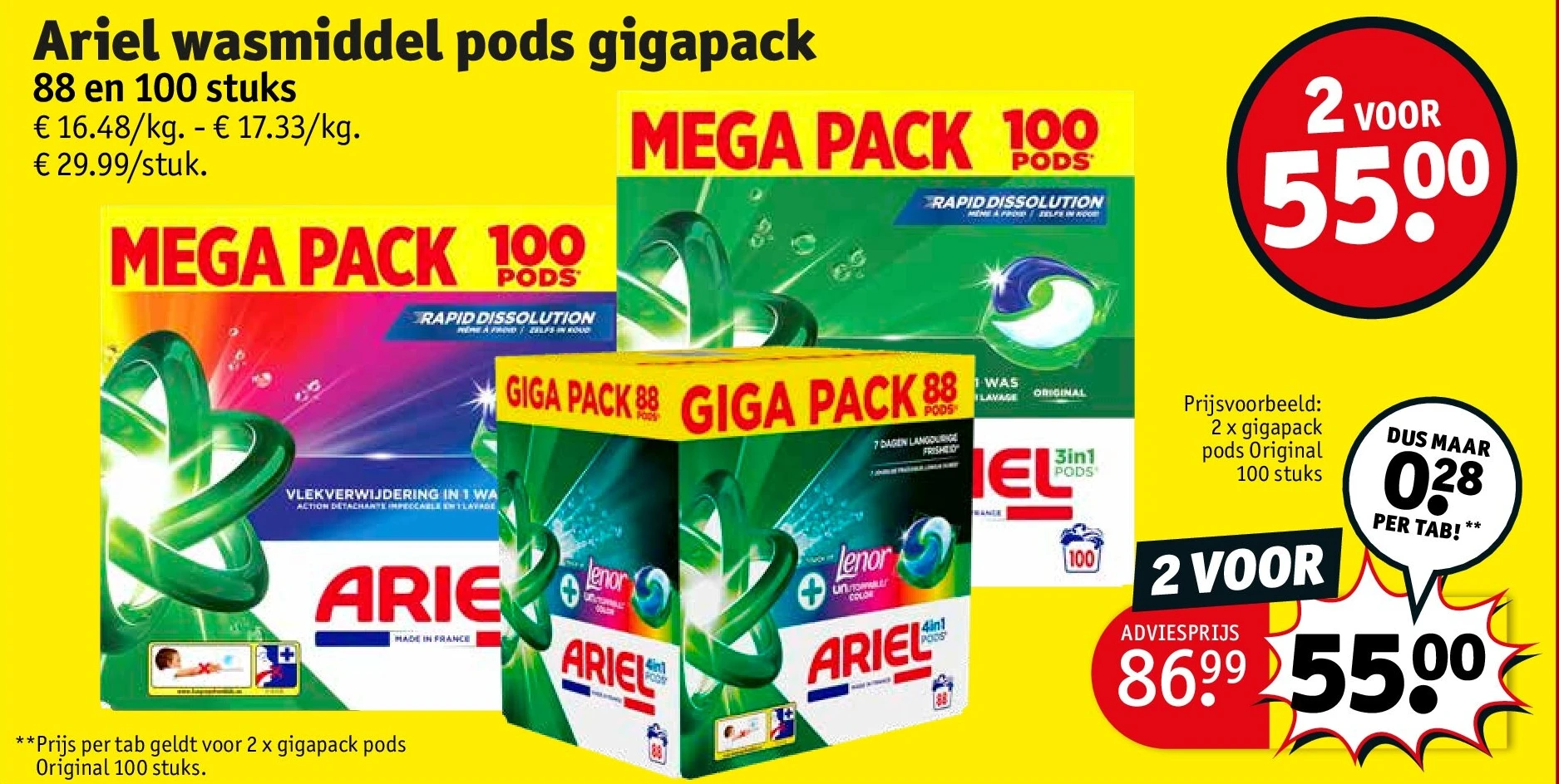 Ariel wasmiddel pods gigapack