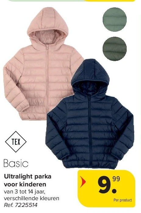 Ultralight parka voor kinderen