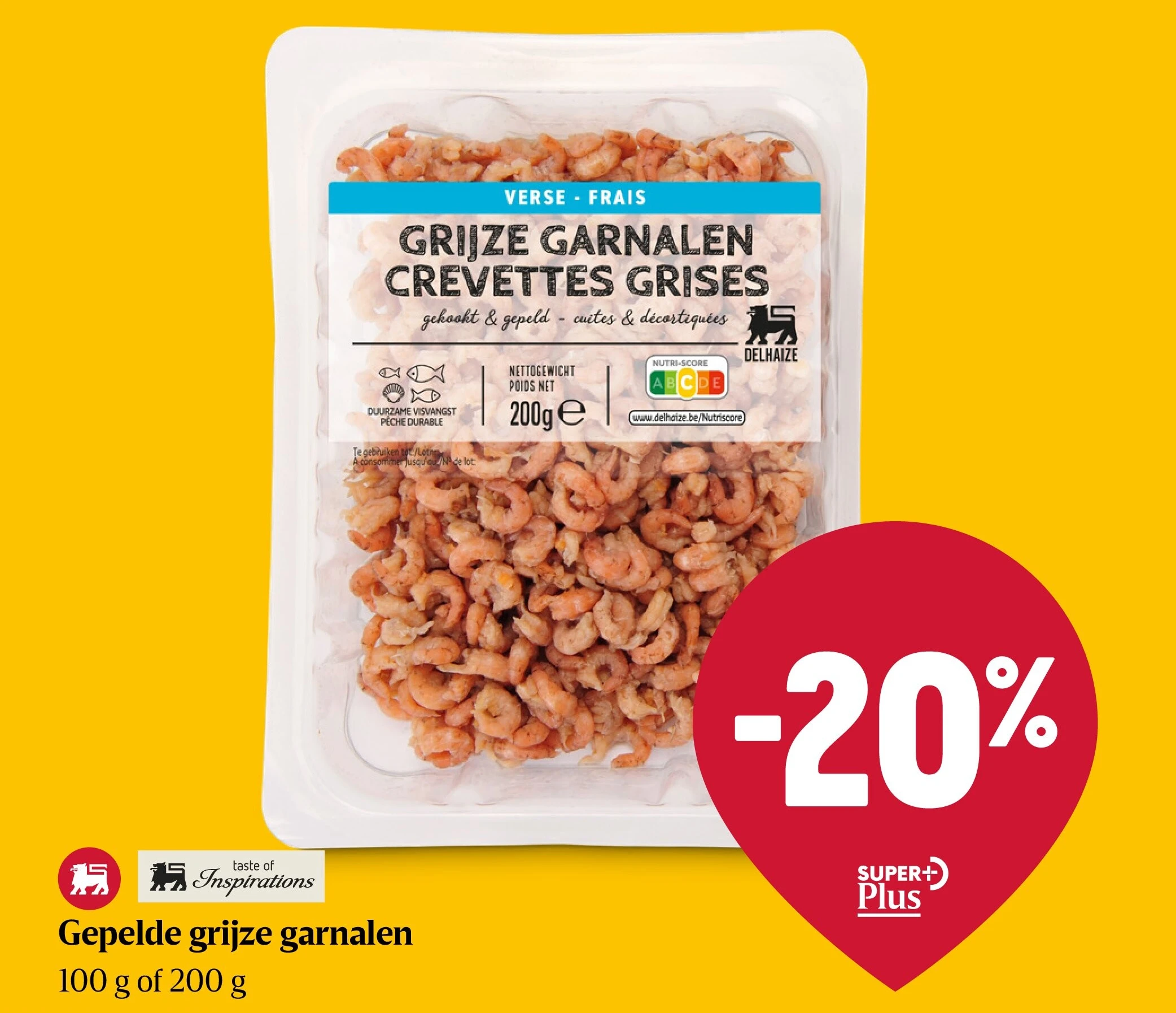 Gepelde grijze garnalen