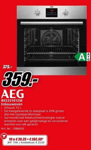 AEG BES33101ZM Inbouwoven