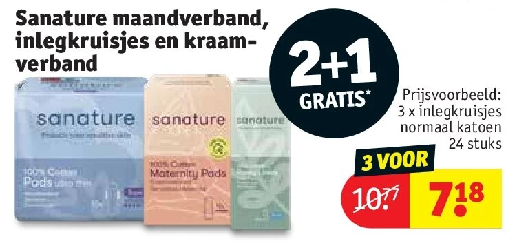 Sanature maandverband, inlegkruisjes en kraamverband