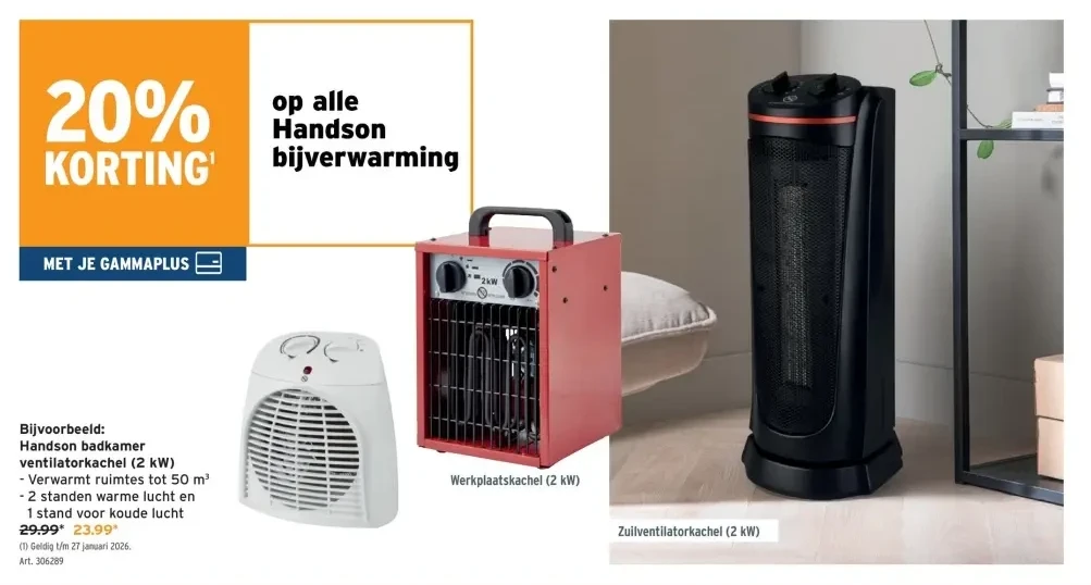 Handson badkamer ventilatorkachel (2 kW)