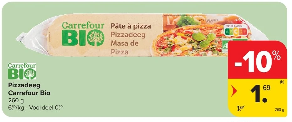 Pizzadeeg Carrefour Bio