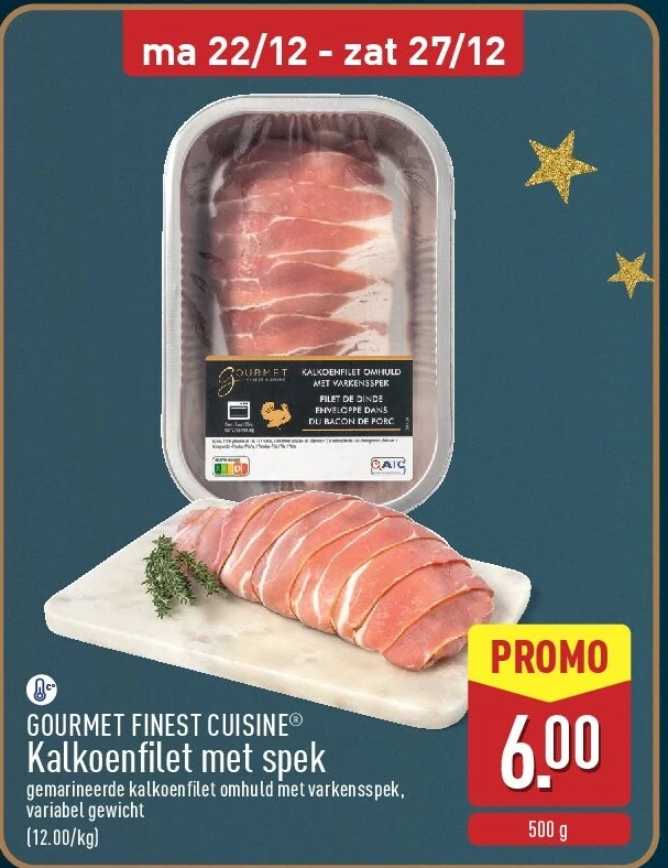 Kalkoenfilet met spek