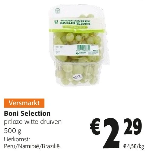 Boni Selection pitloze witte druiven 500 g