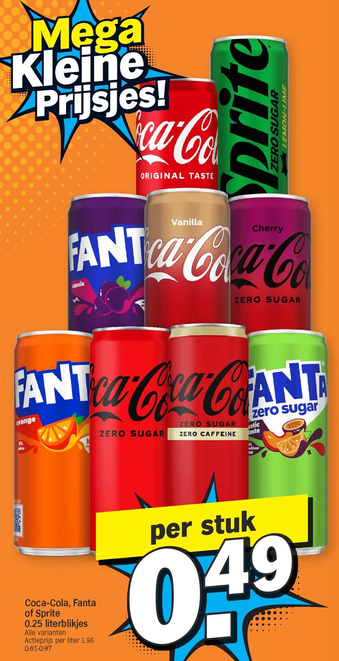 Coca-Cola, Fanta of Sprite 0.25 literblikjes