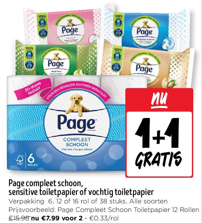 Page compleet schoon, sensitive toiletpapier of vochtig toiletpapier