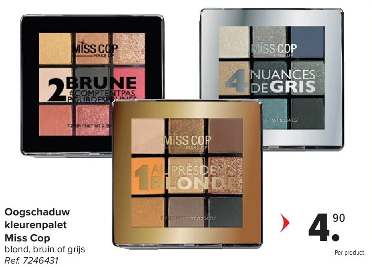 Oogschaduw kleurenpalet Miss Cop