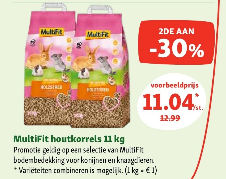 MultiFit houtkorrels 11 kg