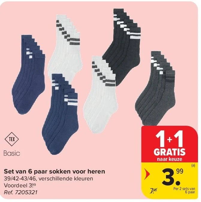 Set van 6 paar sokken voor heren
