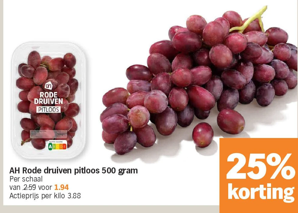 AH Rode druiven pitloos 500 gram