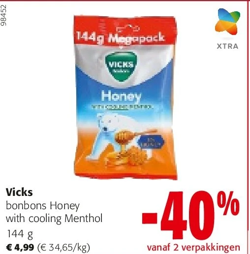 Vicks bonbons Honey with cooling Menthol 144 g