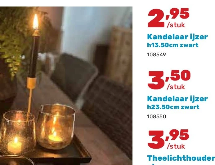 Kandelaar ijzer h13.50cm zwart