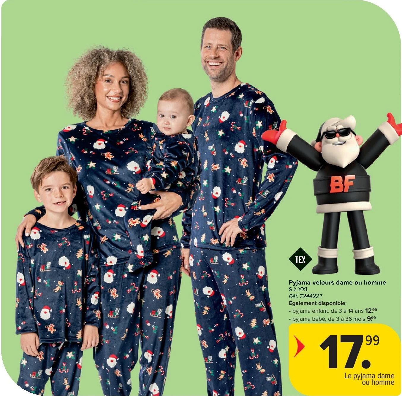 Pyjama velours dame ou homme