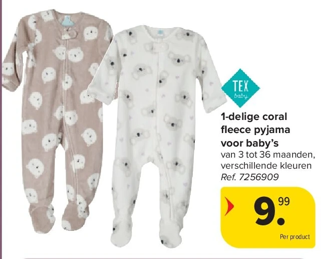 1-delige coral fl eece pyjama voor baby’s