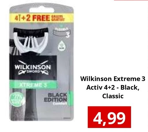 Wilkinson Extreme 3 Activ 4+2 - Black, Classic