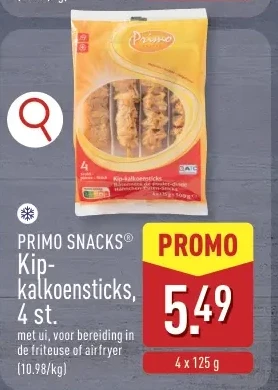 Kip- kalkoensticks, 4 st.