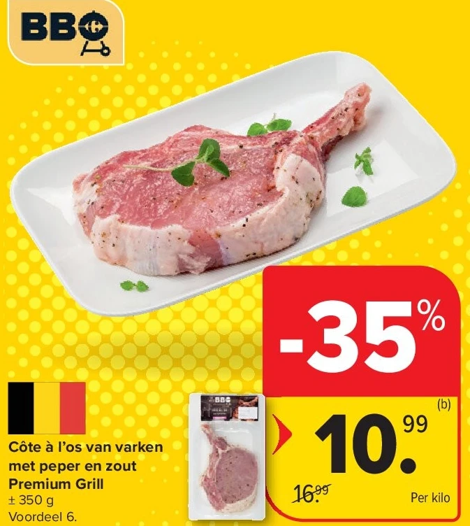 Côte à l’os van varken met peper en zout Premium Grill