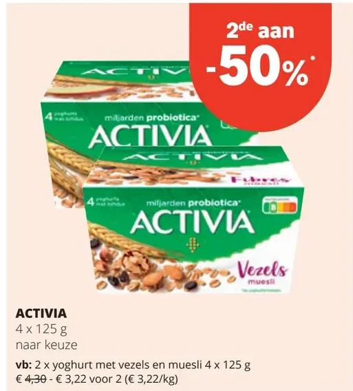 ACTIVIA yoghurt met vezels en muesli 4 x 125 g