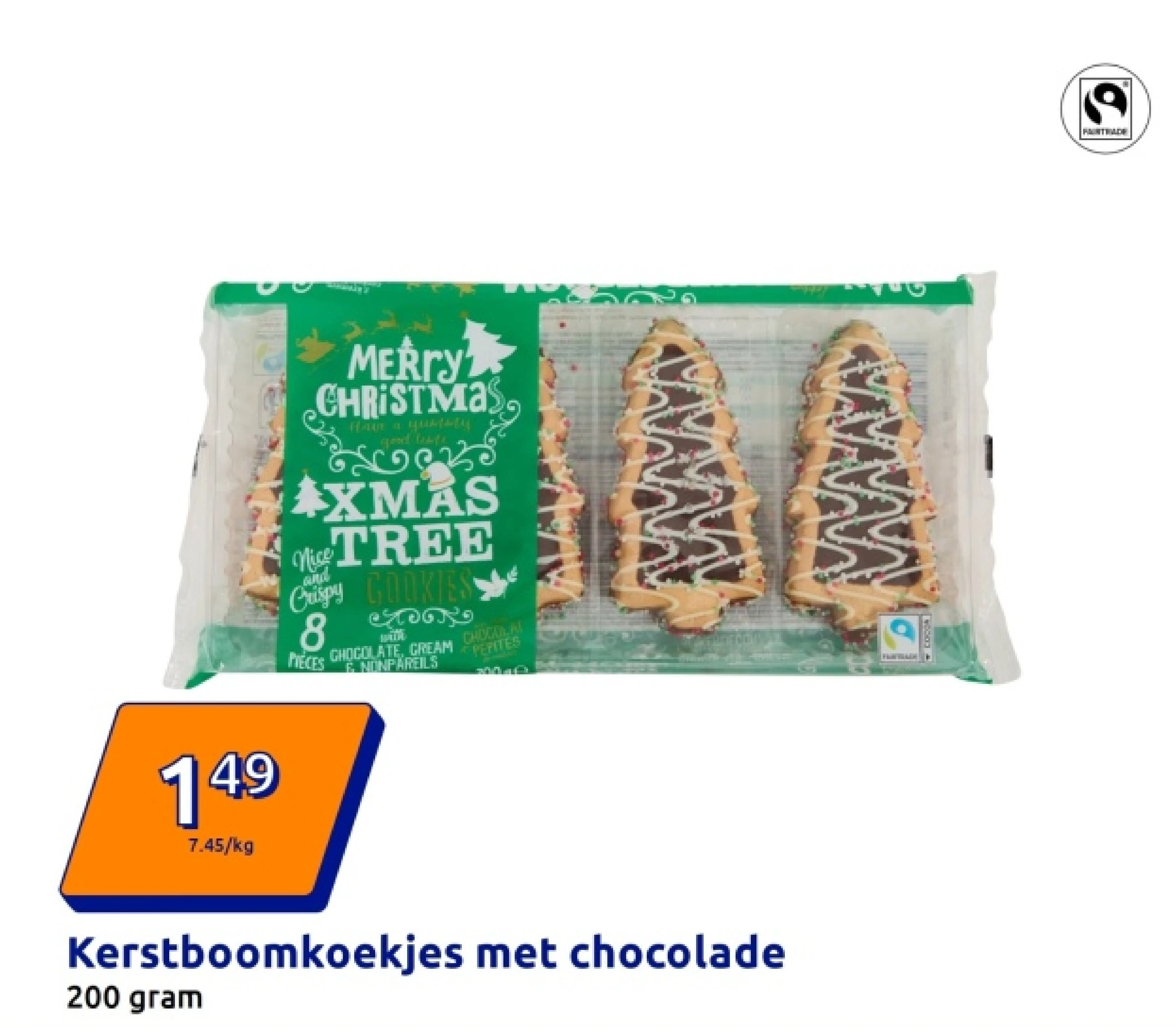 Kerstboomkoekjes met chocolade