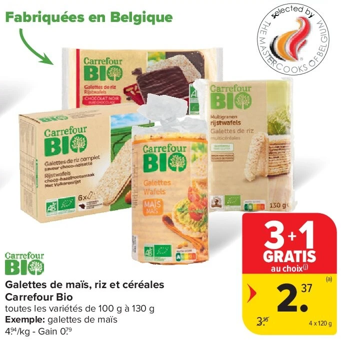 Galettes de maïs, riz et céréales Carrefour Bio 4 x 120 g