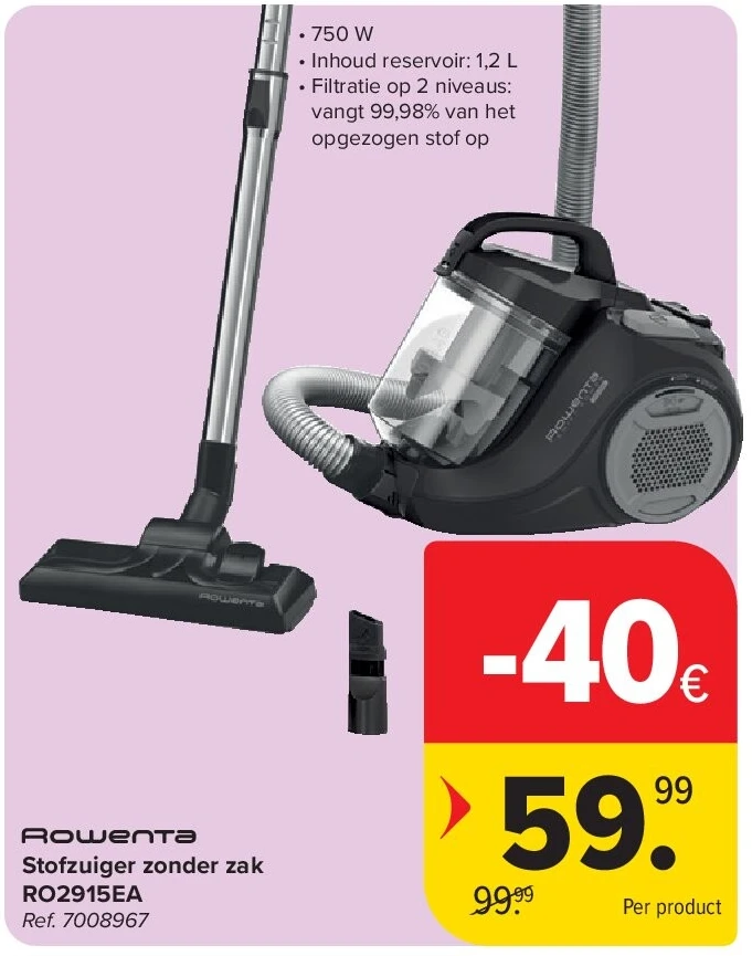 Stofzuiger zonder zak RO2915EA