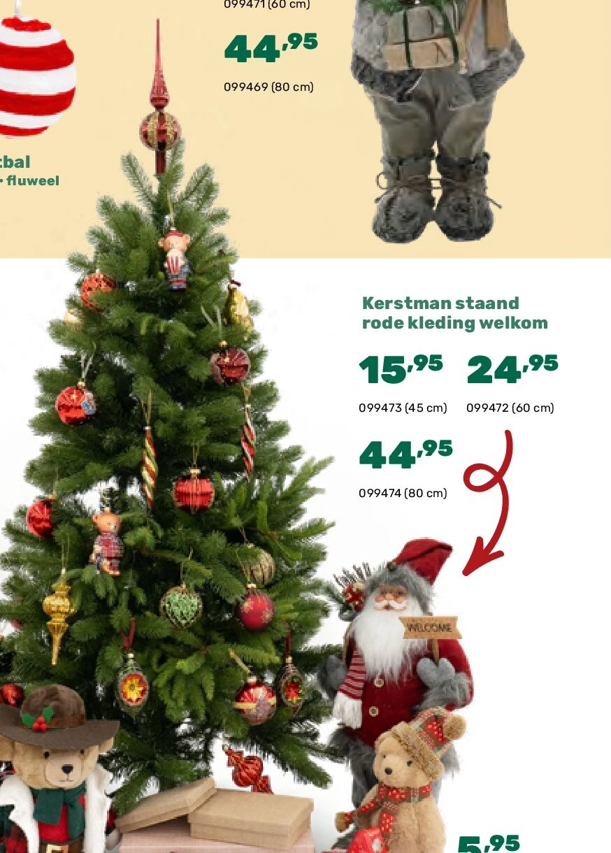 Kerstman staand rode kleding welkom 60 cm