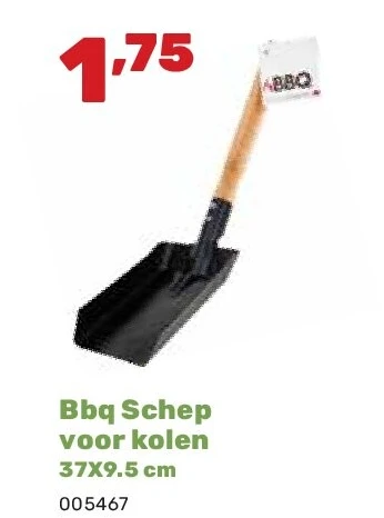 Bbq Schep voor kolen 37X9.5 cm