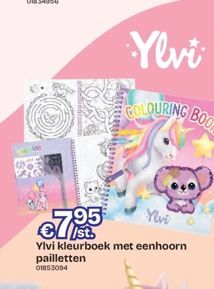 Ylvi kleurboek met eenhoorn pailletten