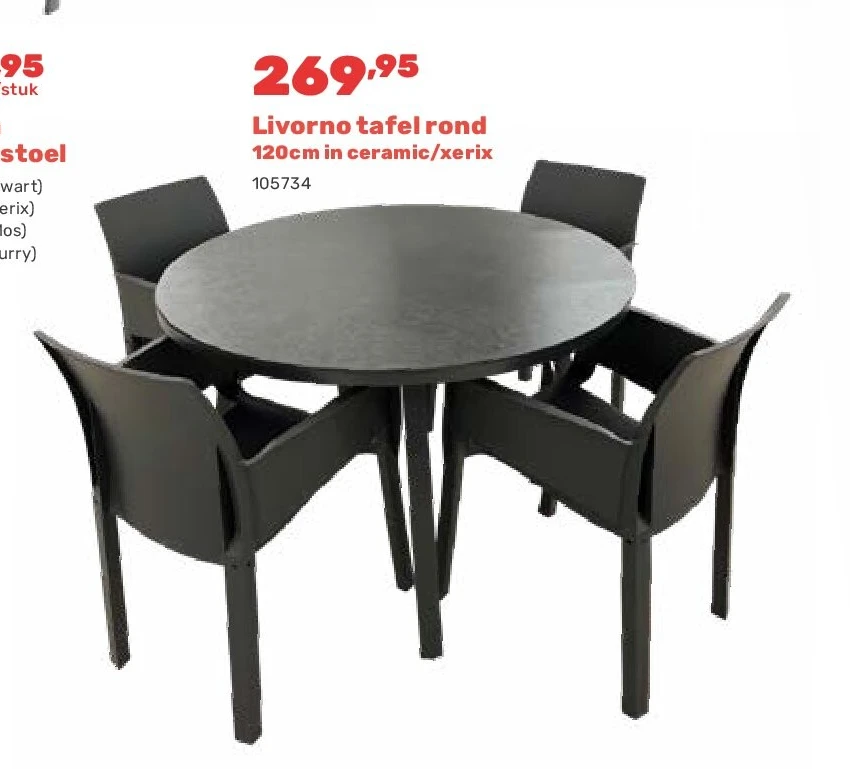 Livorno tafel rond 120cm in ceramic/xerix