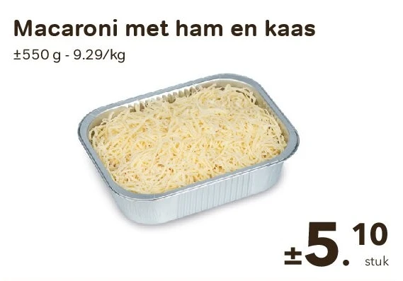 Macaroni met ham en kaas
