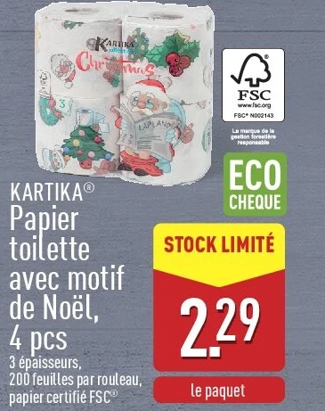 Papier toilette avec motif de Noël, 4pcs